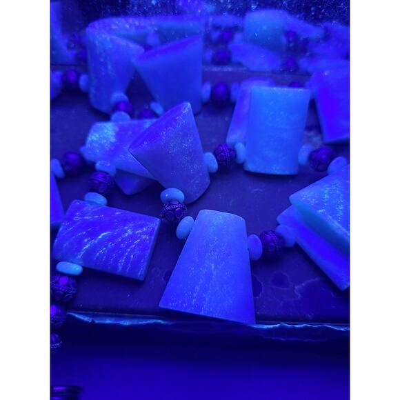 Amazonite Statement Necklace Silver Tone Beads Toggle Clasp 23" Artisan - Picture 12 of 12